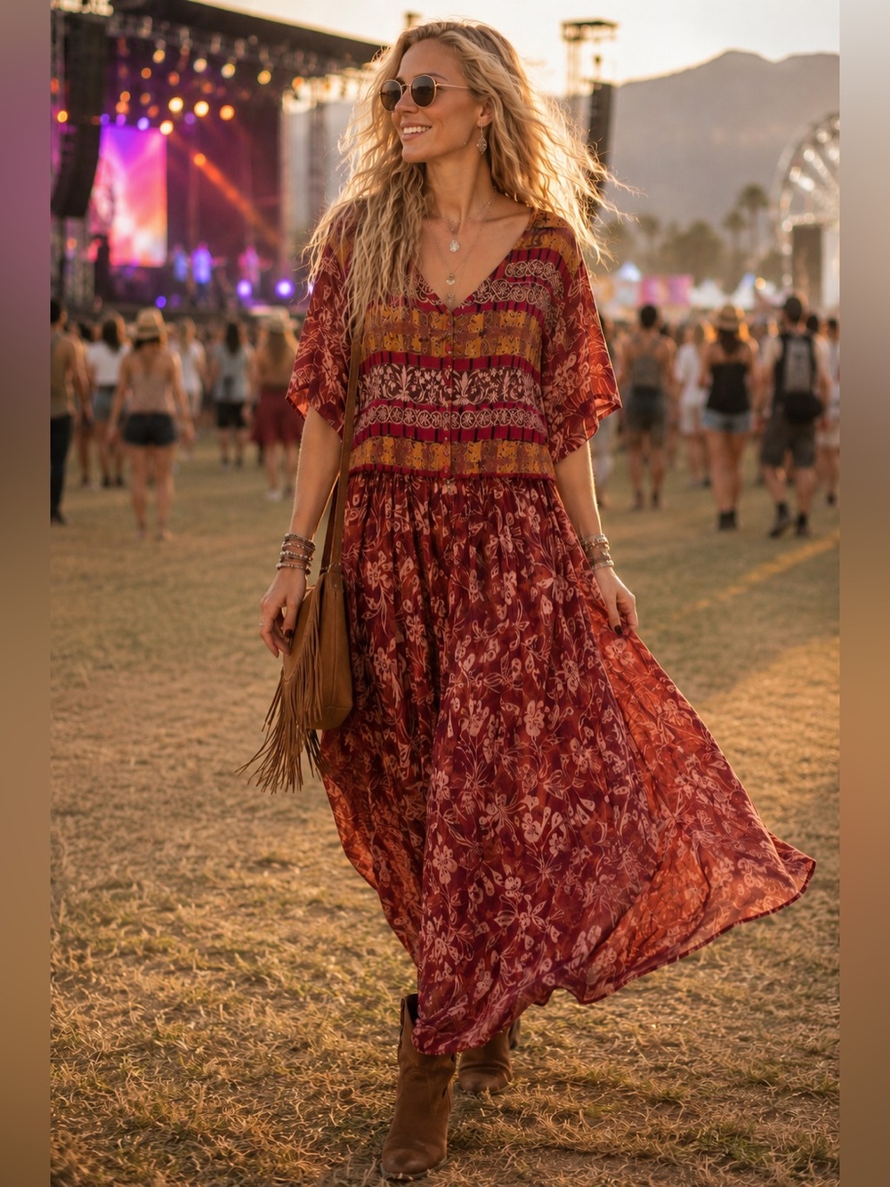 231. THE AVENUE | Boho Patchwork Floral Maxi Dress | Sheer | Lined | Cottage
